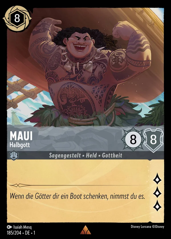 Maui - Halbgott — Disney Lorcana Charakter card from The First Chapter