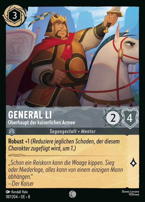 General Li - Oberhaupt der kaiserlichen Armee — Disney Lorcana Charakter card from The Reign of Jafar