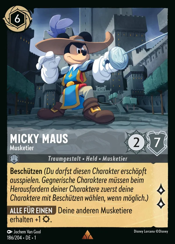 Micky Maus - Musketier — Disney Lorcana Charakter card from The First Chapter