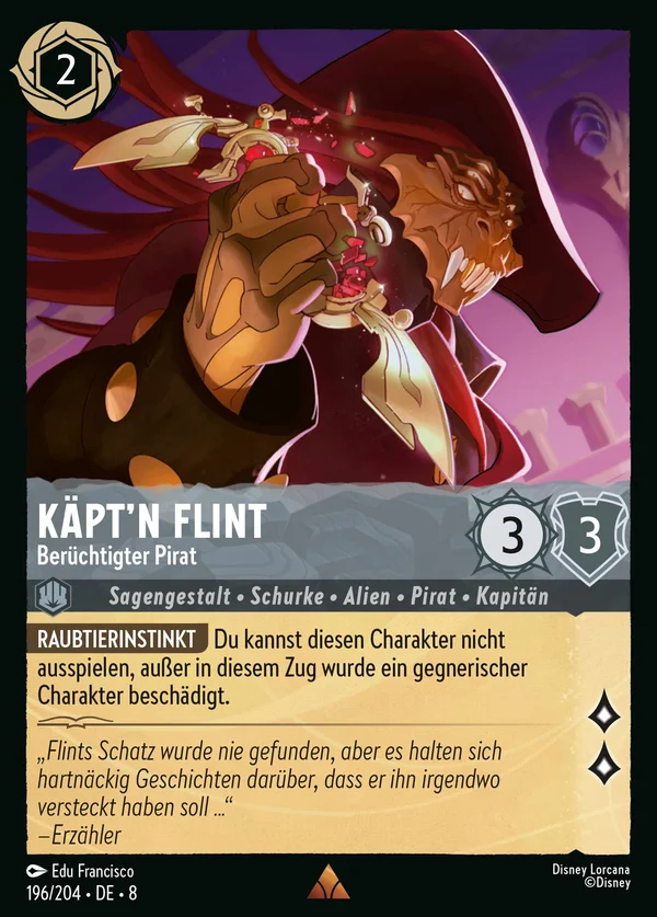 Käpt'n Flint - Berüchtigter Pirat — Disney Lorcana Charakter card from The Reign of Jafar