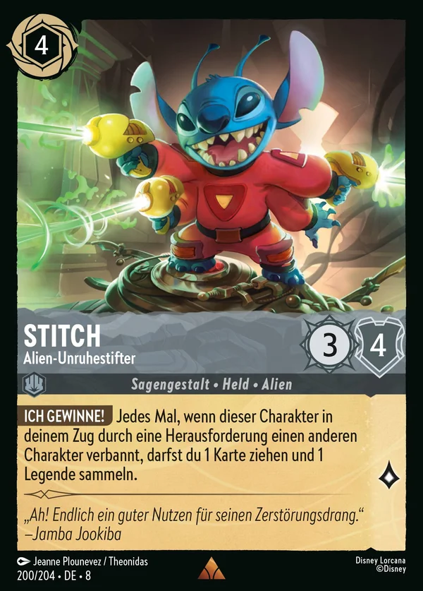 Stitch - Alien-Unruhestifter — Disney Lorcana Charakter card from The Reign of Jafar