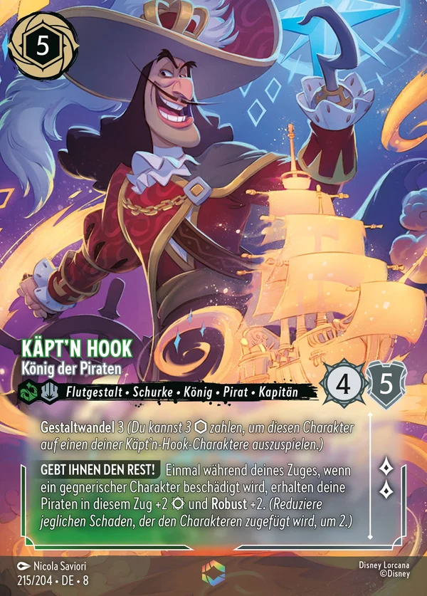 Käpt'n Hook - König der Piraten — Disney Lorcana Charakter card from The Reign of Jafar