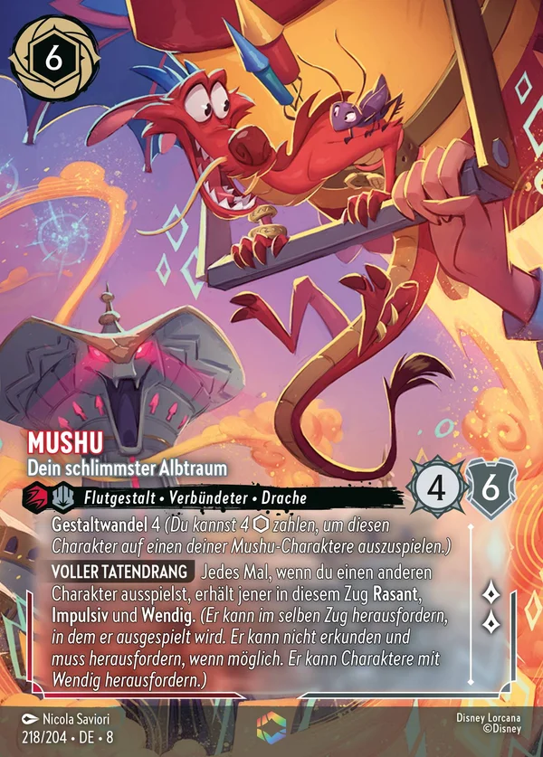 Mushu - Dein schlimmster Albtraum — Disney Lorcana Charakter card from The Reign of Jafar