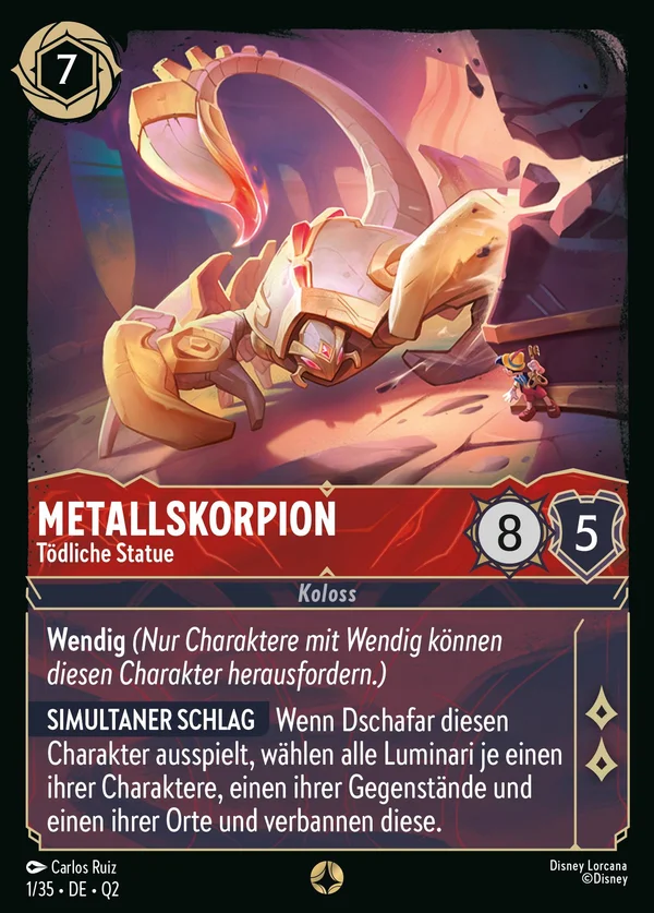 Metallskorpion - Tödliche Statue — Disney Lorcana Charakter card from Illumineer's Quest: Palace Heist