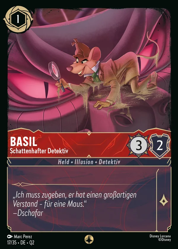 Basil - Schattenhafter Detektiv — Disney Lorcana Charakter card from Illumineer's Quest: Palace Heist
