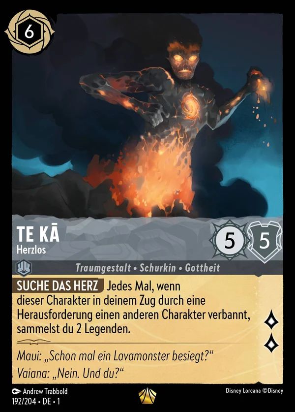 Te Kā - Herzlos — Disney Lorcana Charakter card from The First Chapter