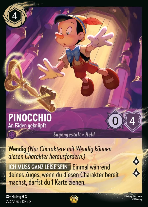 Pinocchio - An Fäden geknüpft — Disney Lorcana Charakter card from The Reign of Jafar