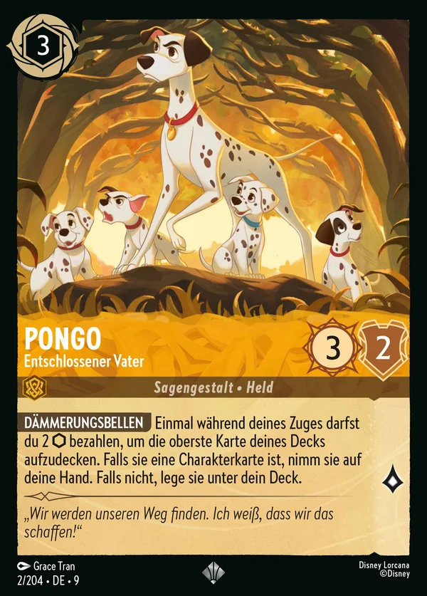 Pongo - Entschlossener Vater — Disney Lorcana Charakter card from Fabled