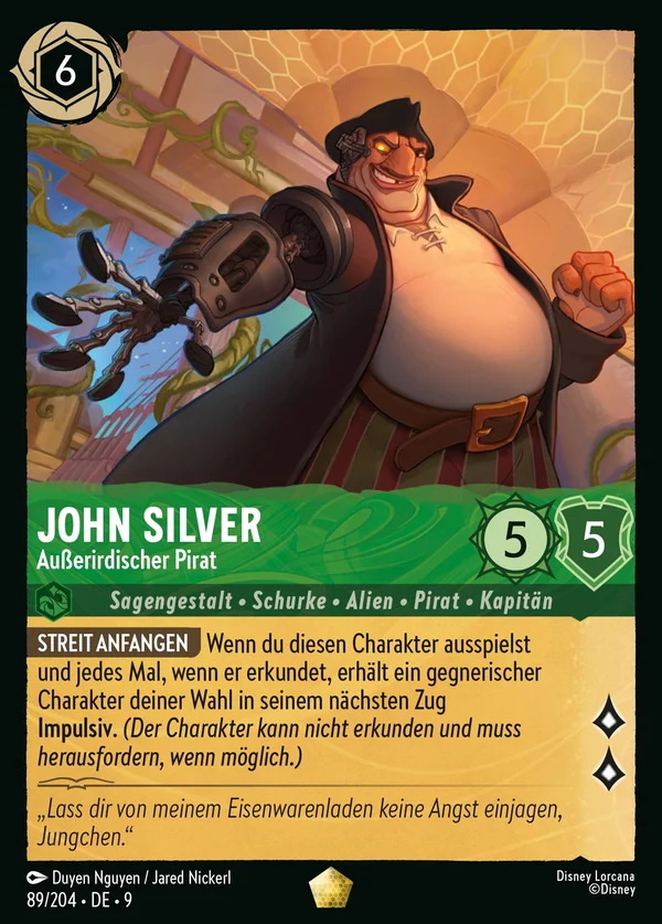 John Silver - Außerirdischer Pirat — Disney Lorcana Charakter card from Fabled