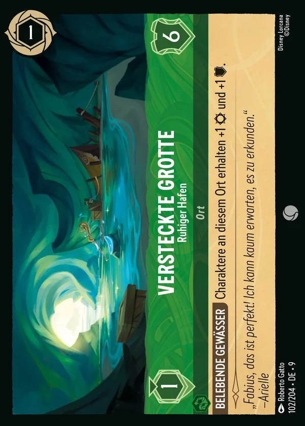 Versteckte Grotte - Ruhiger Hafen — Disney Lorcana Ort card from Fabled