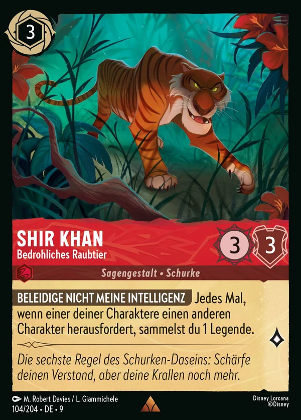 Shir Khan - Bedrohliches Raubtier — Disney Lorcana Charakter card from Fabled
