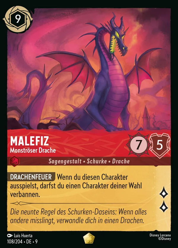 Malefiz - Monströser Drache — Disney Lorcana Charakter card from Fabled