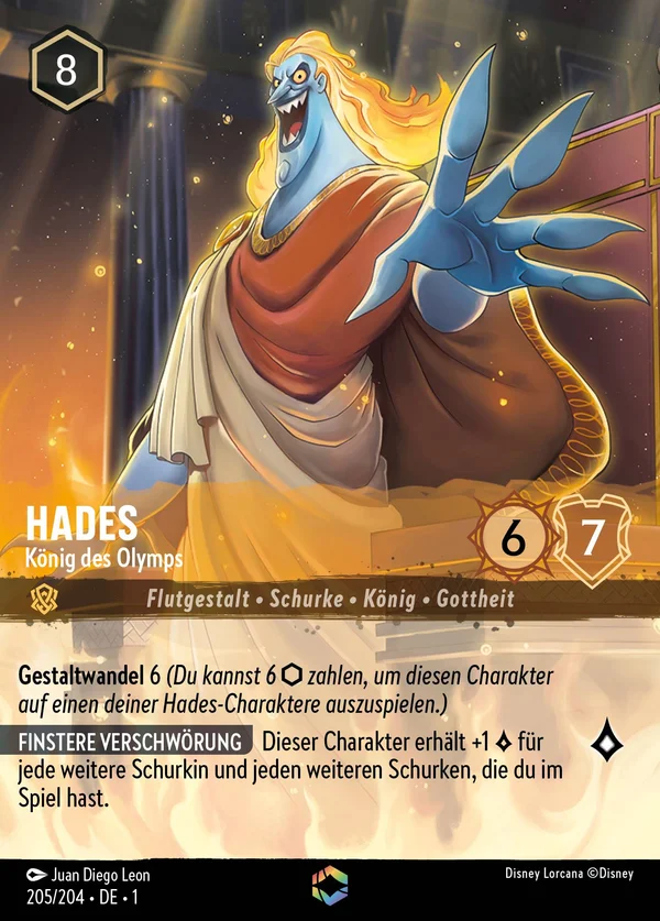Hades - König des Olymps — Disney Lorcana Charakter card from The First Chapter