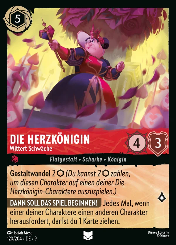 Die Herzkönigin - Wittert Schwäche — Disney Lorcana Charakter card from Fabled
