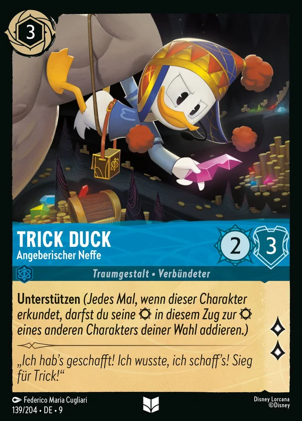 Trick Duck - Angeberischer Neffe — Disney Lorcana Charakter card from Fabled