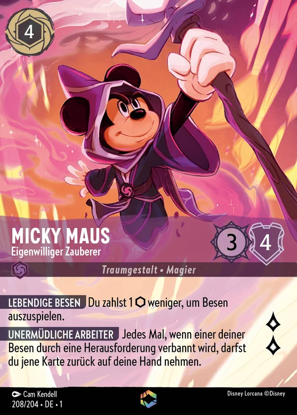Micky Maus - Eigenwilliger Zauberer — Disney Lorcana Charakter card from The First Chapter
