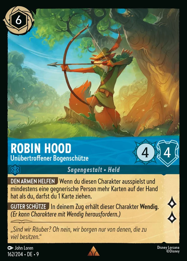 Robin Hood - Unübertroffener Bogenschütze — Disney Lorcana Charakter card from Fabled