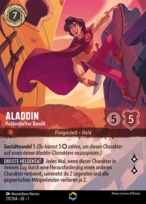Aladdin - Heldenhafter Bandit — Disney Lorcana Charakter card from The First Chapter