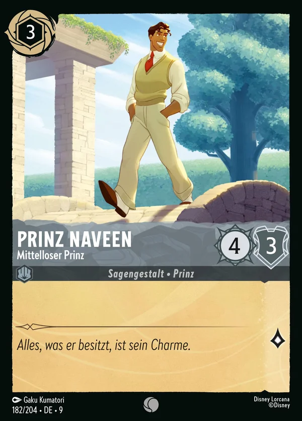 Prinz Naveen - Mittelloser Prinz — Disney Lorcana Charakter card from Fabled