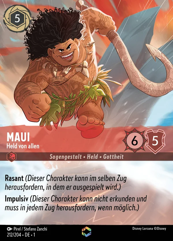 Maui - Held von Allen — Disney Lorcana Charakter card from The First Chapter