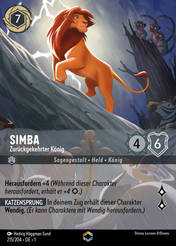 Simba - Zurückgekehrter König — Disney Lorcana Charakter card from The First Chapter