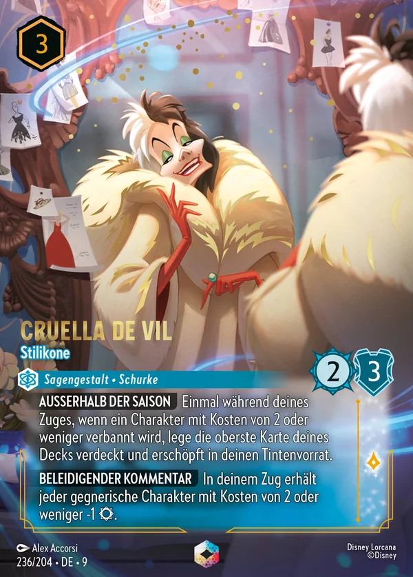 Cruella De Vil - Stilikone — Disney Lorcana Charakter card from Fabled