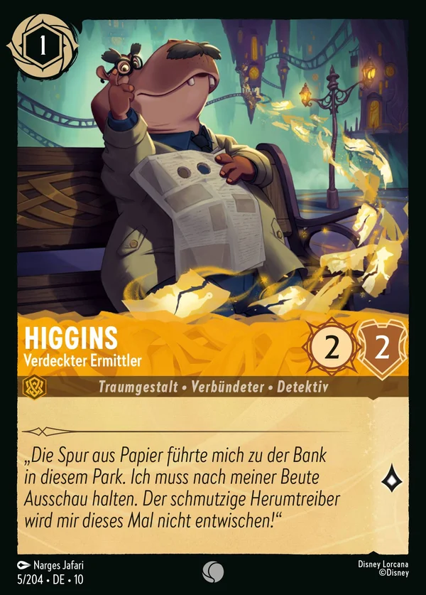Higgins - Verdeckter Ermittler — Disney Lorcana Charakter card from Whispers in the Well