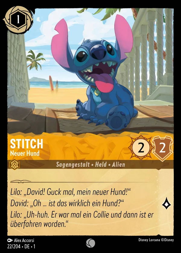 Stitch - Neuer Hund — Disney Lorcana Charakter card from The First Chapter