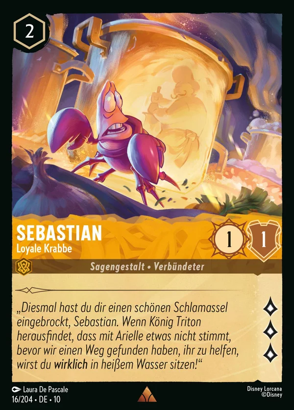Sebastian - Loyale Krabbe — Disney Lorcana Charakter card from Whispers in the Well