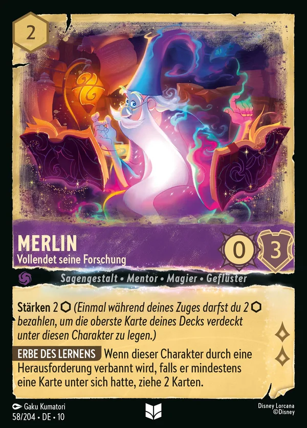 Merlin - Vollendet seine Forschung — Disney Lorcana Charakter card from Whispers in the Well