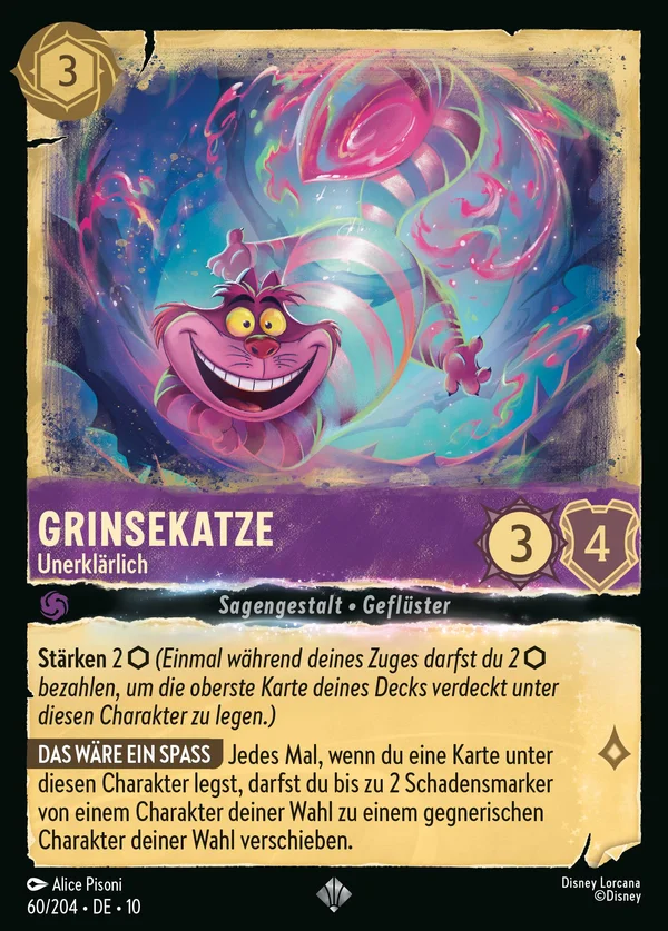 Grinsekatze - Unerklärlich — Disney Lorcana Charakter card from Whispers in the Well