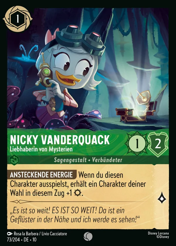 Nicky Vanderquack - Liebhaberin von Mysterien — Disney Lorcana Charakter card from Whispers in the Well