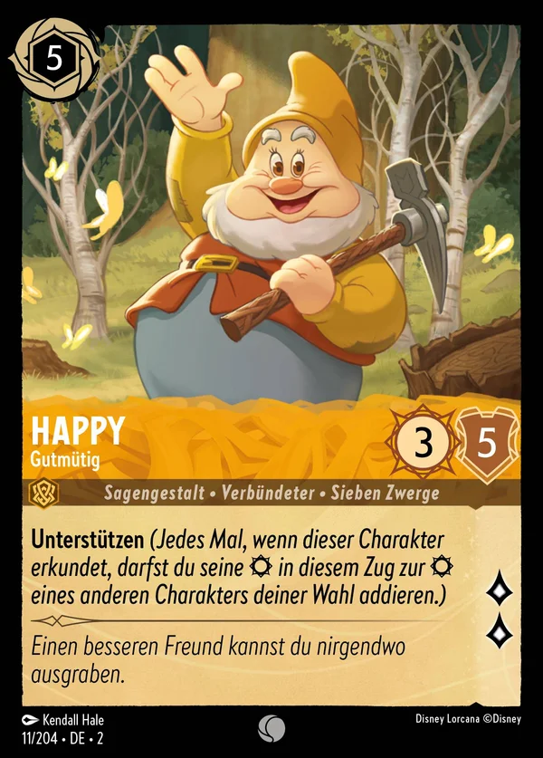Happy - Gutmütig — Disney Lorcana Charakter card from Rise of the Floodborn