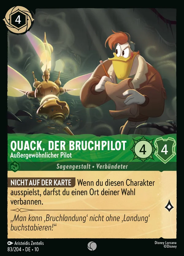 Quack, der Bruchpilot - Außergewöhnlicher Pilot — Disney Lorcana Charakter card from Whispers in the Well