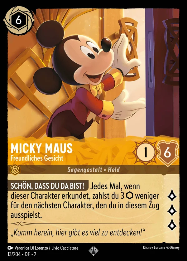 Micky Maus - Freundliches Gesicht — Disney Lorcana Charakter card from Rise of the Floodborn