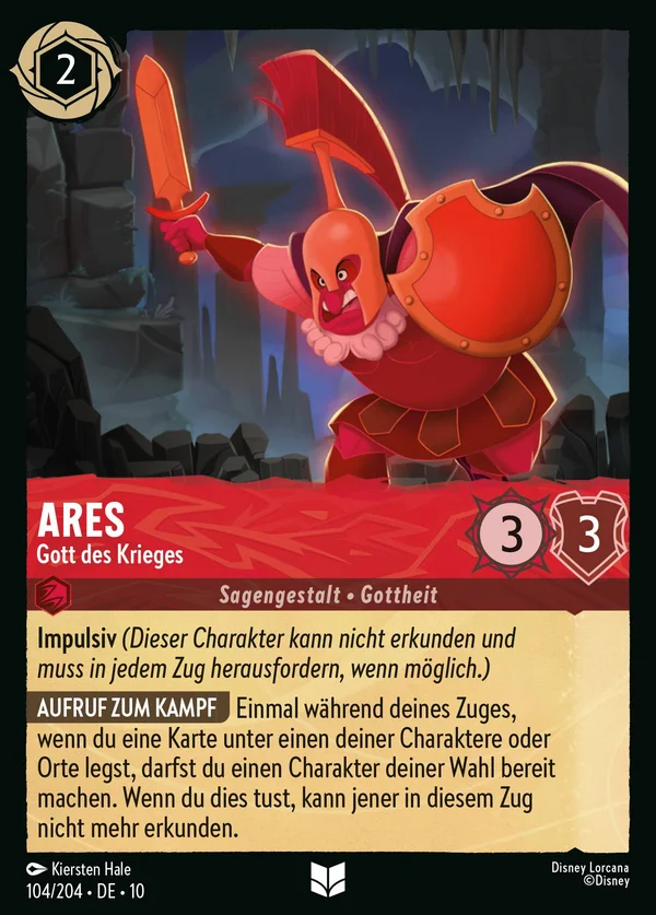 Ares - Gott des Krieges — Disney Lorcana Charakter card from Whispers in the Well