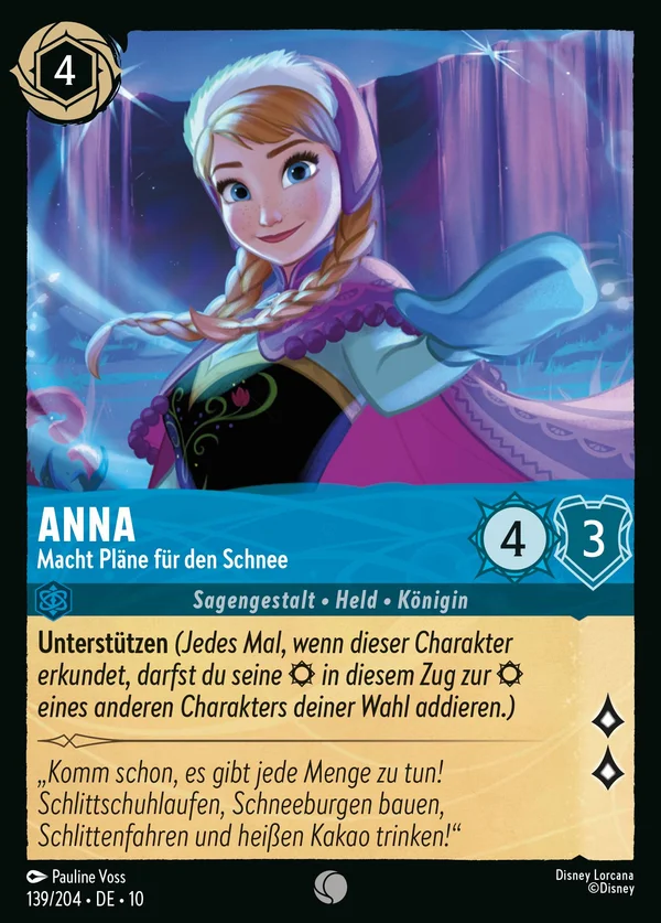 Anna - Macht Pläne für den Schnee — Disney Lorcana Charakter card from Whispers in the Well