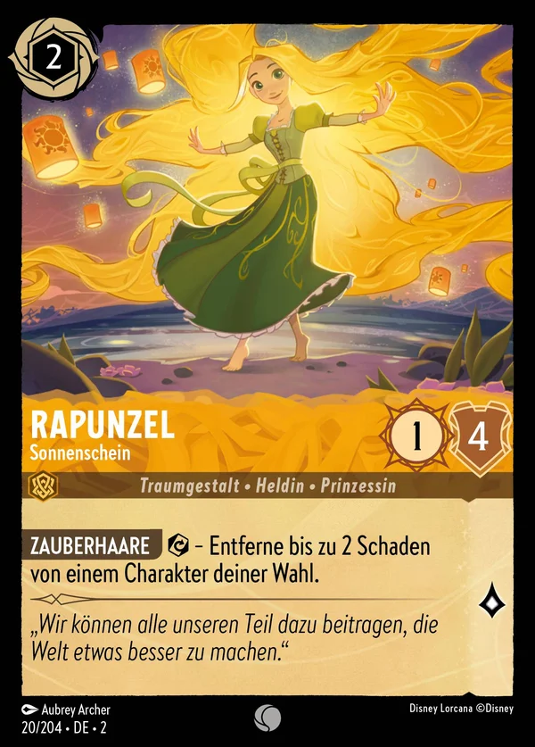 Rapunzel - Sonnenschein — Disney Lorcana Charakter card from Rise of the Floodborn