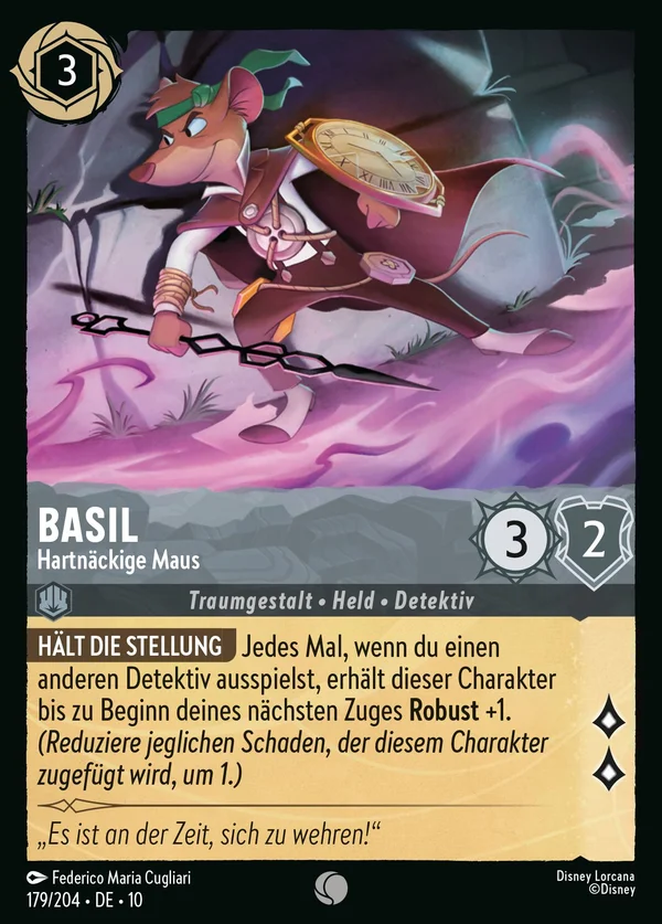 Basil - Hartnäckige Maus — Disney Lorcana Charakter card from Whispers in the Well