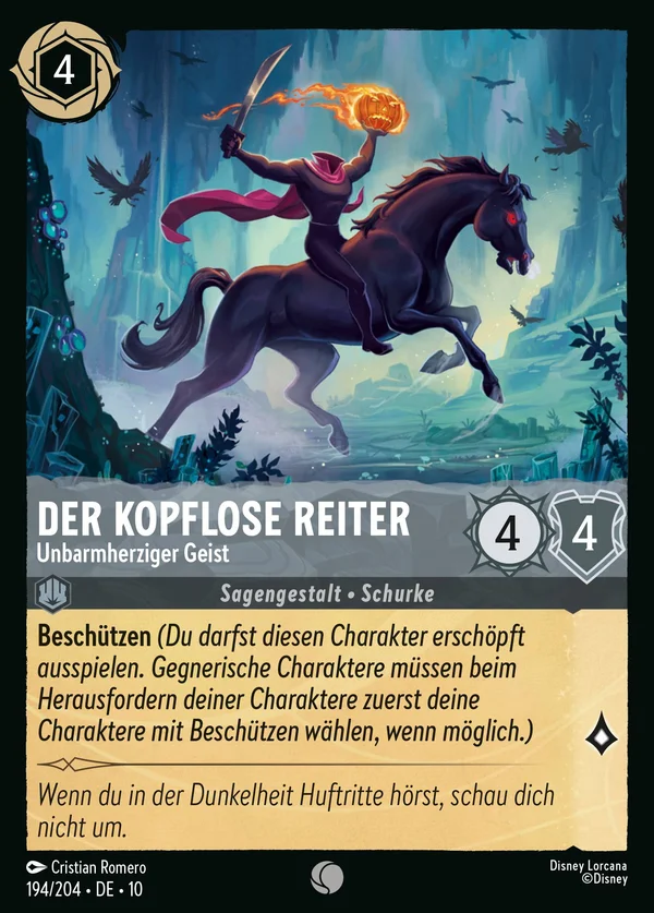Der kopflose Reiter - Unbarmherziger Geist — Disney Lorcana Charakter card from Whispers in the Well
