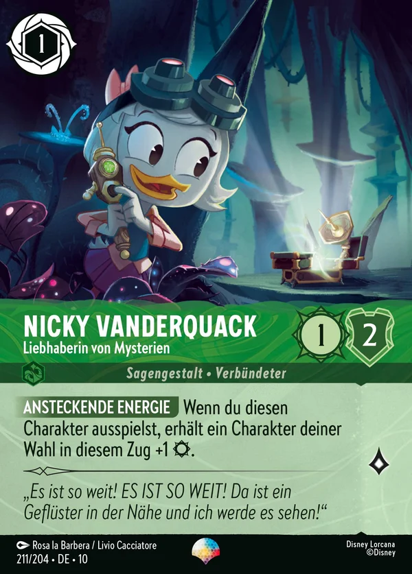Nicky Vanderquack - Liebhaberin von Mysterien — Disney Lorcana Charakter card from Whispers in the Well