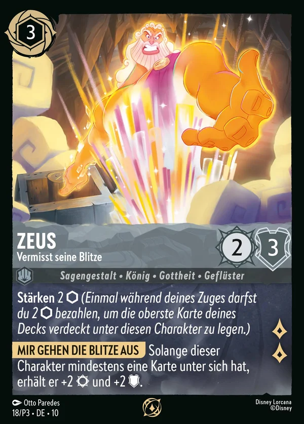 Zeus - Vermisst seine Blitze — Disney Lorcana Charakter card from Whispers in the Well