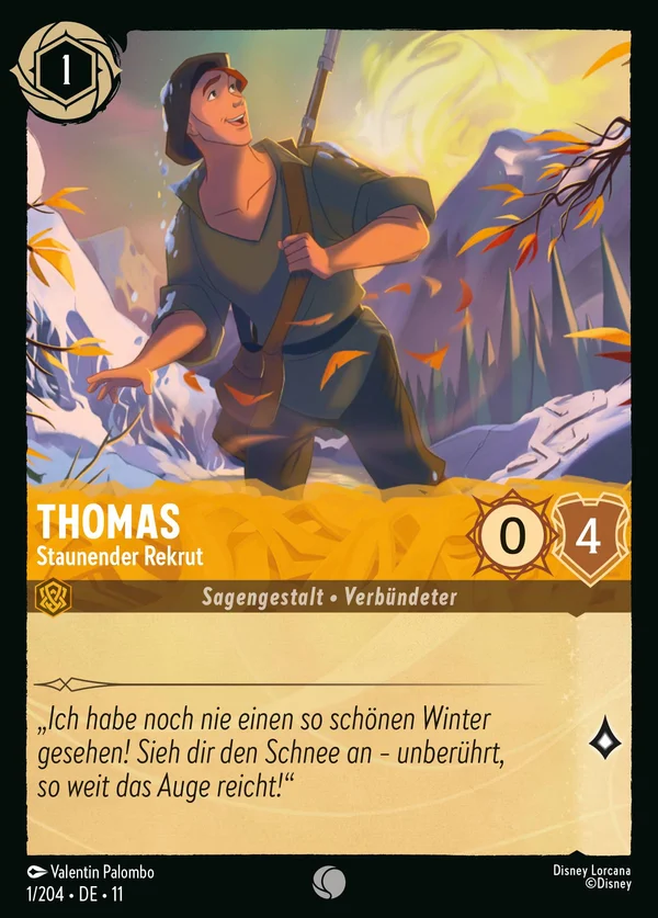 Thomas - Staunender Rekrut — Disney Lorcana Charakter card from Winterspell