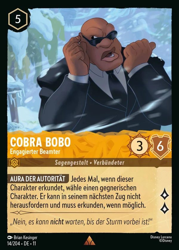 Cobra Bobo - Engagierter Beamter — Disney Lorcana Charakter card from Winterspell