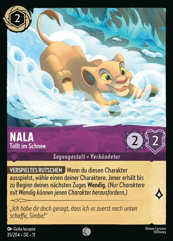 Nala - Tollt im Schnee — Disney Lorcana Charakter card from Winterspell