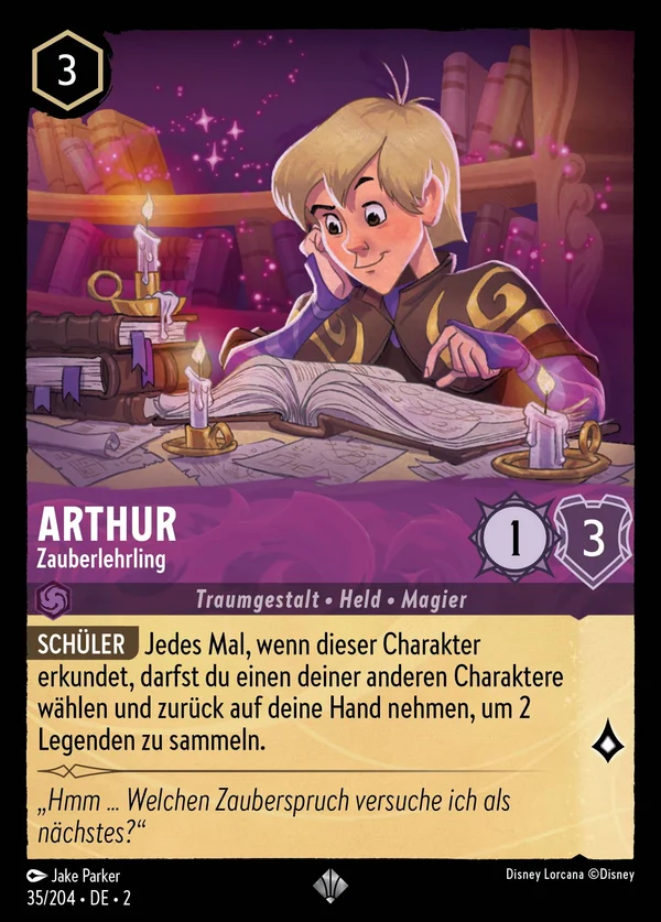 Arthur - Zauberlehrling — Disney Lorcana Charakter card from Rise of the Floodborn