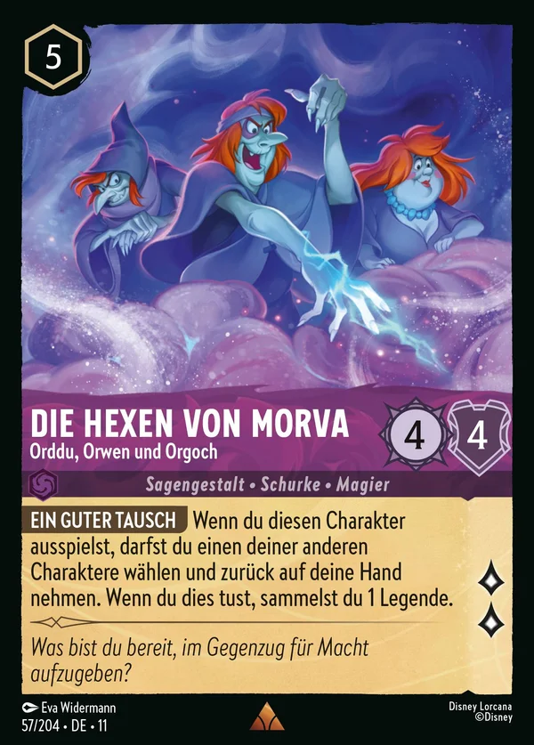 Die Hexen von Morva - Orddu, Orwen und Orgoch — Disney Lorcana Charakter card from Winterspell