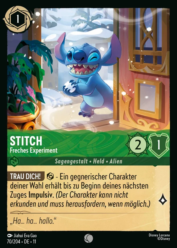 Stitch - Freches Experiment — Disney Lorcana Charakter card from Winterspell