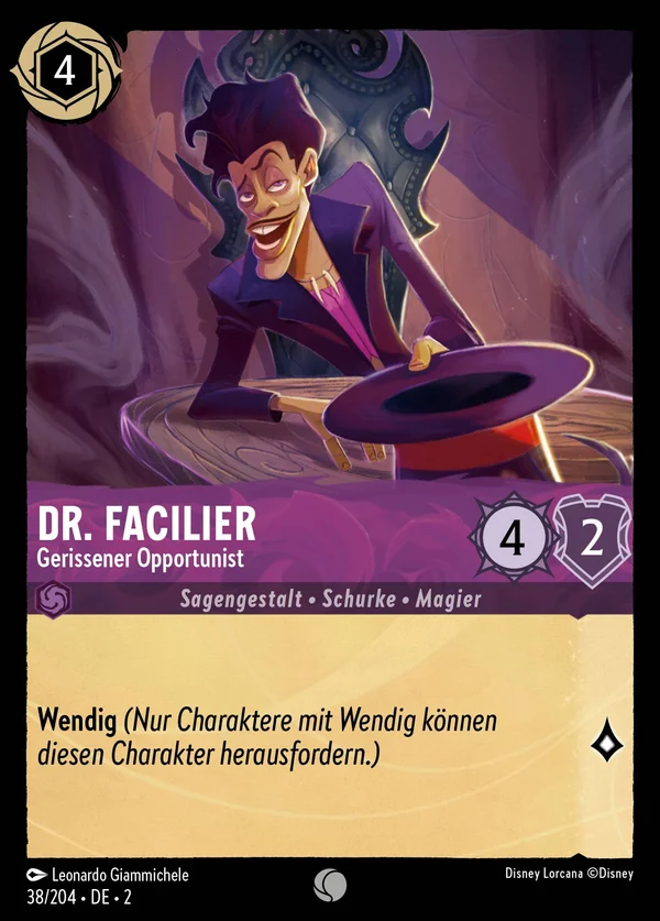 Dr. Facilier - Gerissener Opportunist — Disney Lorcana Charakter card from Rise of the Floodborn