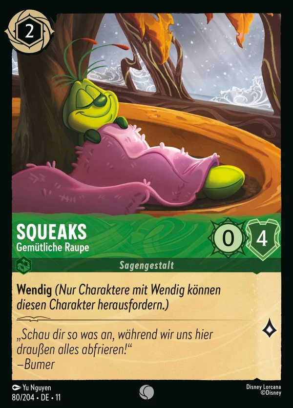 Squeaks - Gemütliche Raupe — Disney Lorcana Charakter card from Winterspell